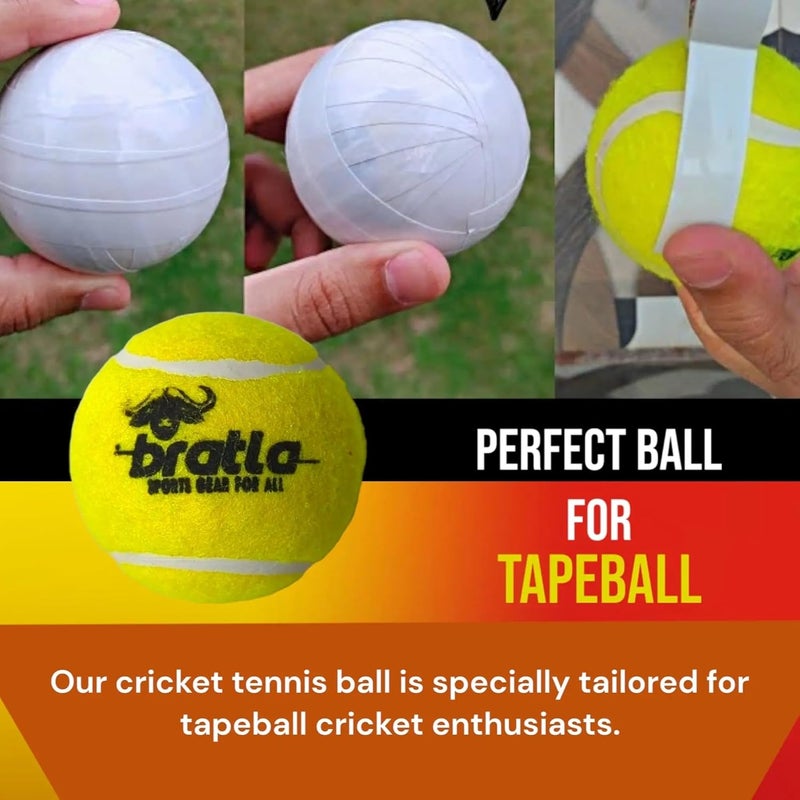 Bratla Pro Tennis Balls for Cricket - Lightweight Cricket Ball Tennis Ball for Tape Ball Cricket Bat - Image 2